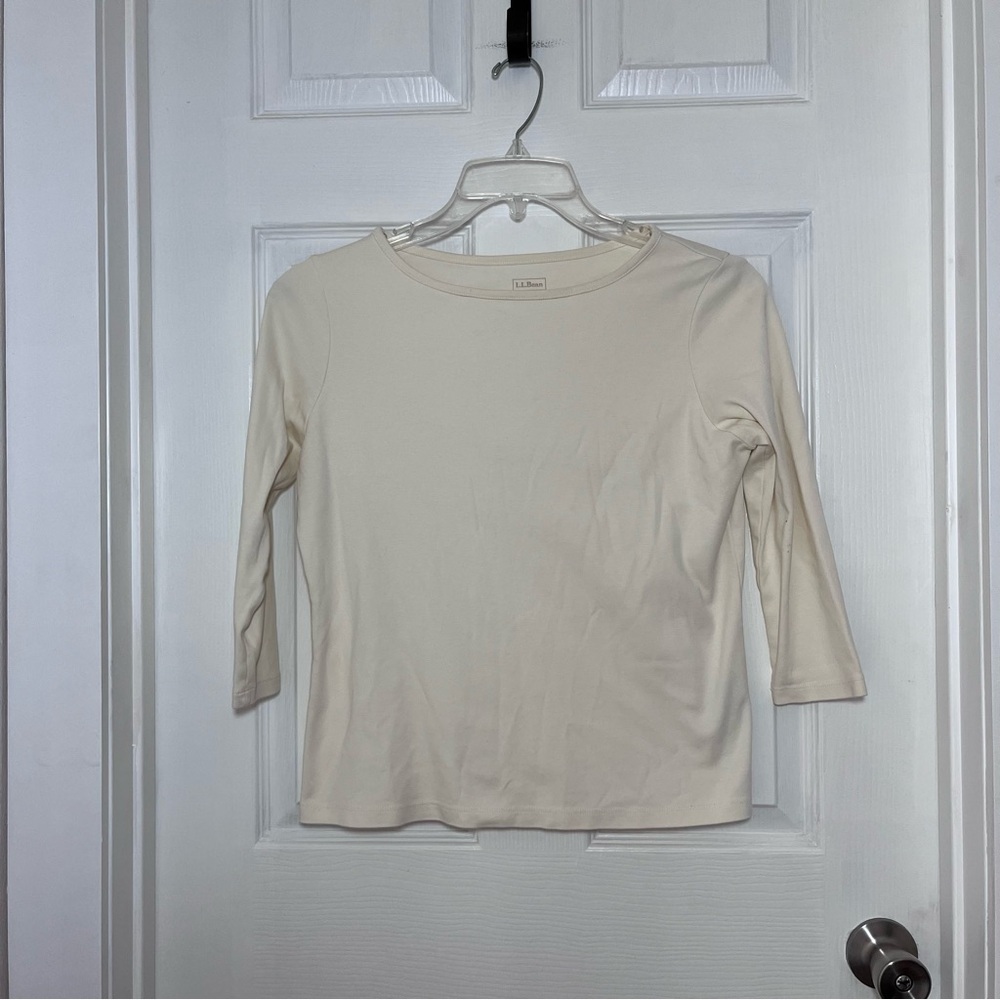L.L. Bean Cream 3/4 Sleeve Women's Top